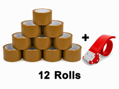 Brown Packing Tape 48mm Heavy Duty Self-Adhesive Strong + Tape Gun