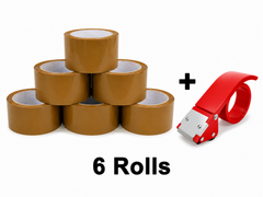 Brown Packing Tape 48mm Heavy Duty Self-Adhesive Strong + Tape Gun