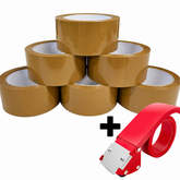 Brown Packing Tape 48mm Heavy Duty Self-Adhesive Strong + Tape Gun
