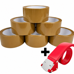 Brown Packing Tape 48mm Heavy Duty Self-Adhesive Strong + Tape Gun