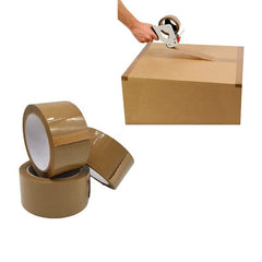 Brown Packing Tape 48mm Heavy Duty Self-Adhesive Strong + Tape Gun
