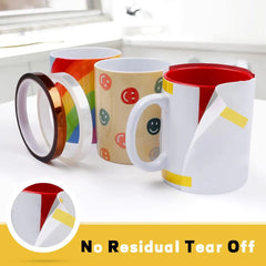 Heat Transfer Resistant Adhesive Tapes 8mm x 33m Polyimide for Sublimation Mugs.