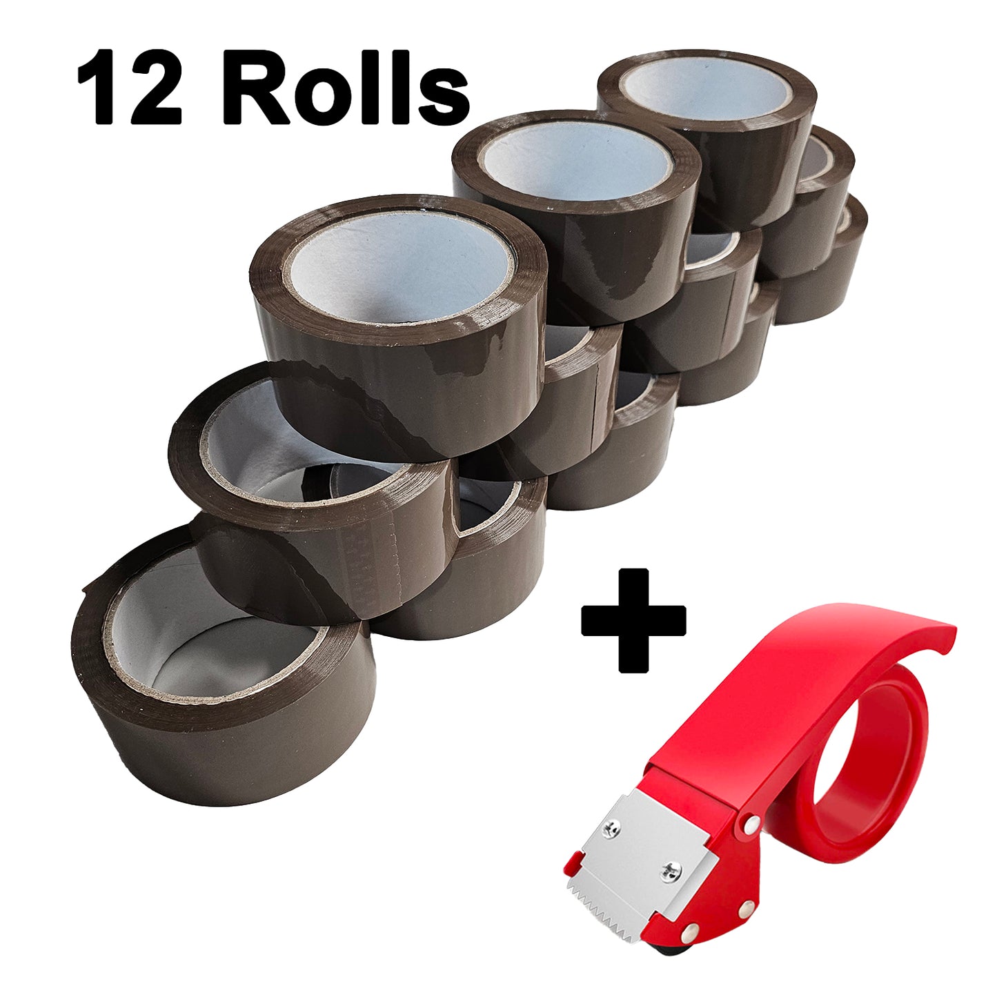 Brown Packing Tape 48mm Heavy Duty Self-Adhesive Strong & Low Noise + Tape Gun