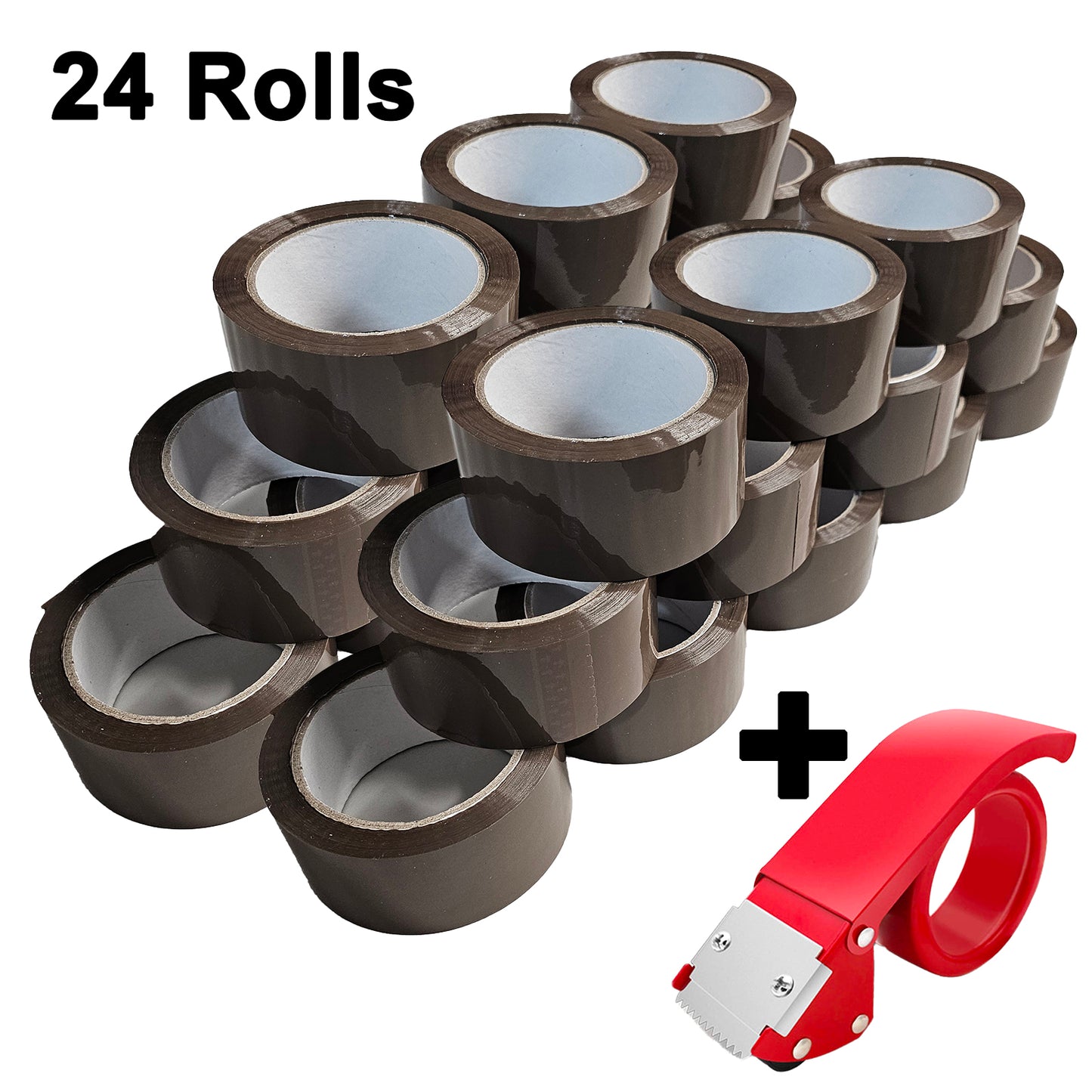 Brown Packing Tape 48mm Heavy Duty Self-Adhesive Strong & Low Noise + Tape Gun