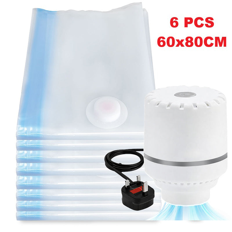 Vacuum Seal Bags 6 Pack Space Saver Storage Reusable Airtight Clothes Bedding UK