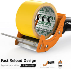 Heavy Duty 3" Packing Tape Dispenser Gun – Fast Reload, Ergonomic Pistol Grip Carton Sealer with Extra Blade.