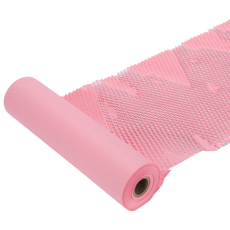 Pink Honeycomb Cushion Wrap Roll Eco Kraft Packaging Paper for Gifts & Shipping