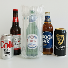 Pre-Inflated Bottle & Can Air Column Bags – Protective Packaging for Beer & Soft Drinks Bottles.