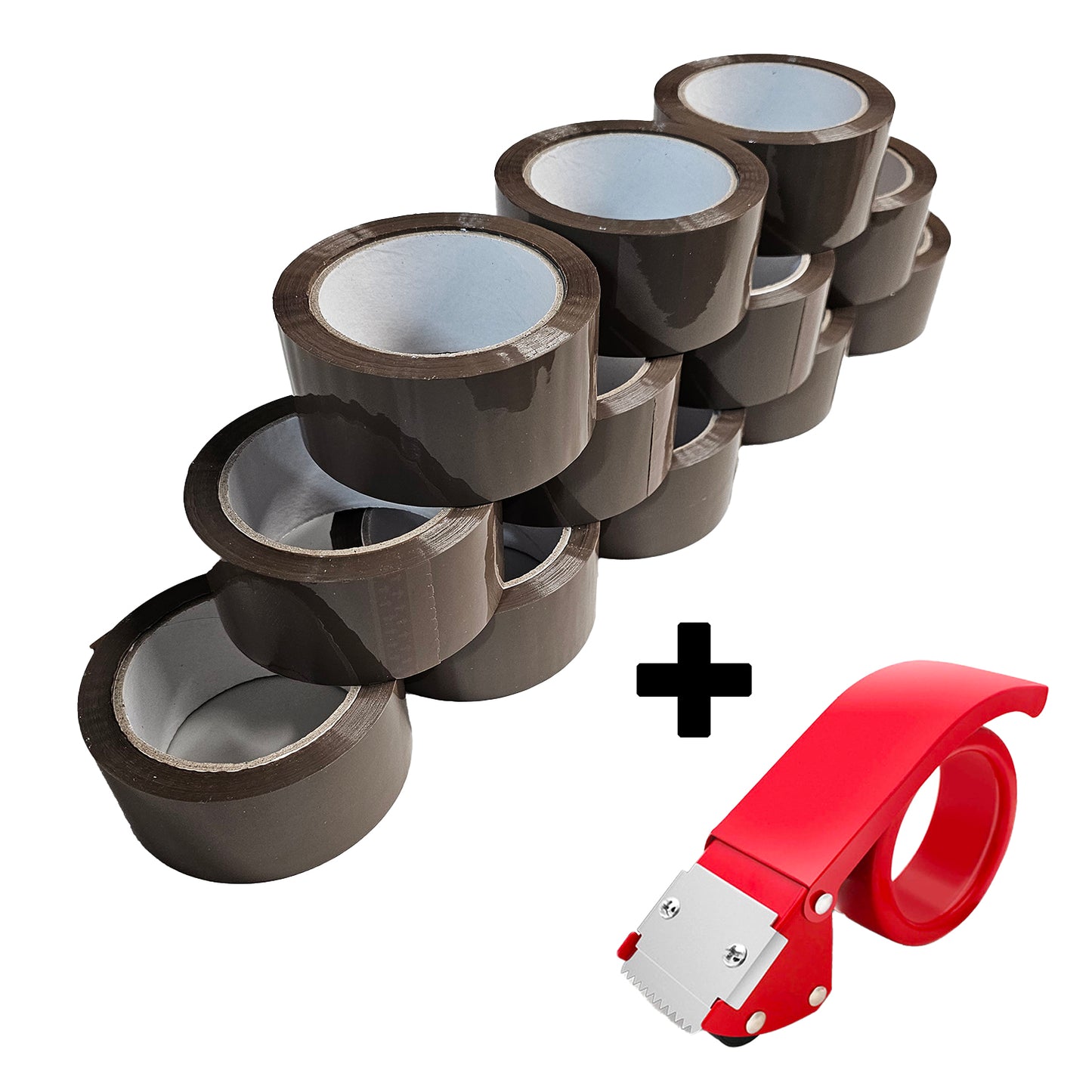 Brown Packing Tape 48mm Heavy Duty Self-Adhesive Strong & Low Noise + Tape Gun