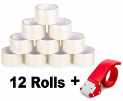 Clear Packing Tape 48mm Heavy Duty Strong Self-Adhesive Parcel Packaging Tape + Tape Gun