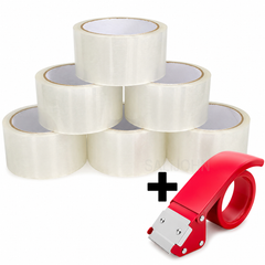 Clear Packing Tape 48mm Heavy Duty Strong Self-Adhesive Parcel Packaging Tape + Tape Gun