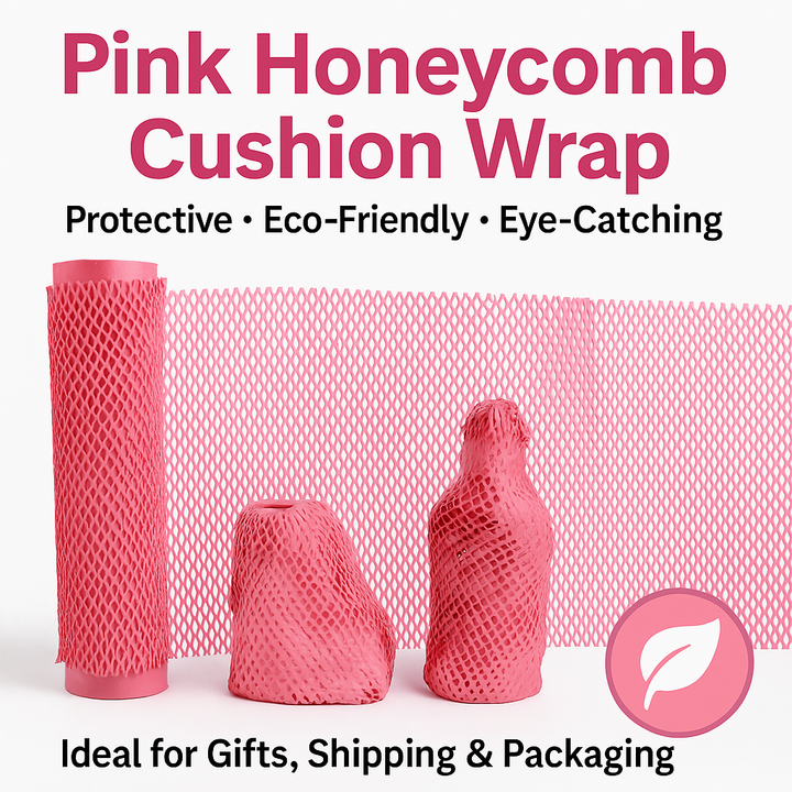 Pink Honeycomb Cushion Wrap Roll Eco Kraft Packaging Paper for Gifts & Shipping