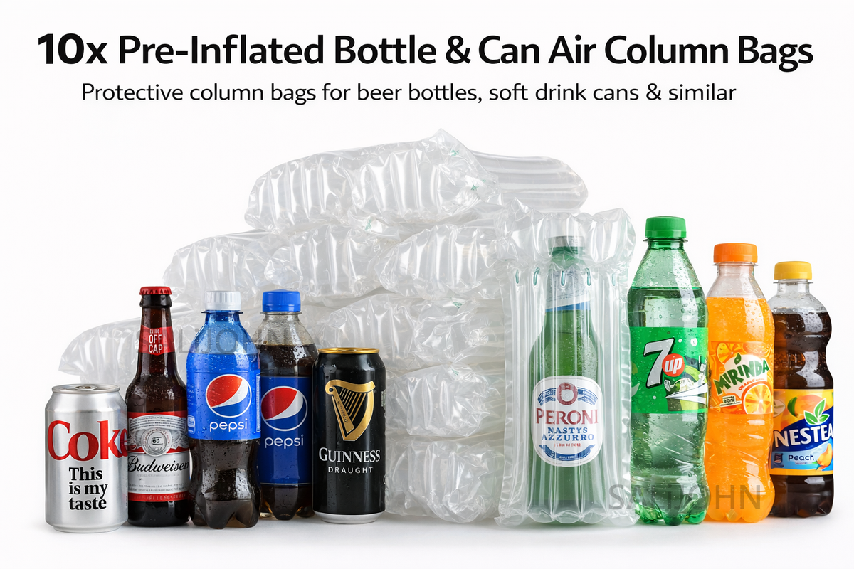 Pre-Inflated Bottle & Can Air Column Bags – Protective Packaging for Beer & Soft Drinks Bottles.