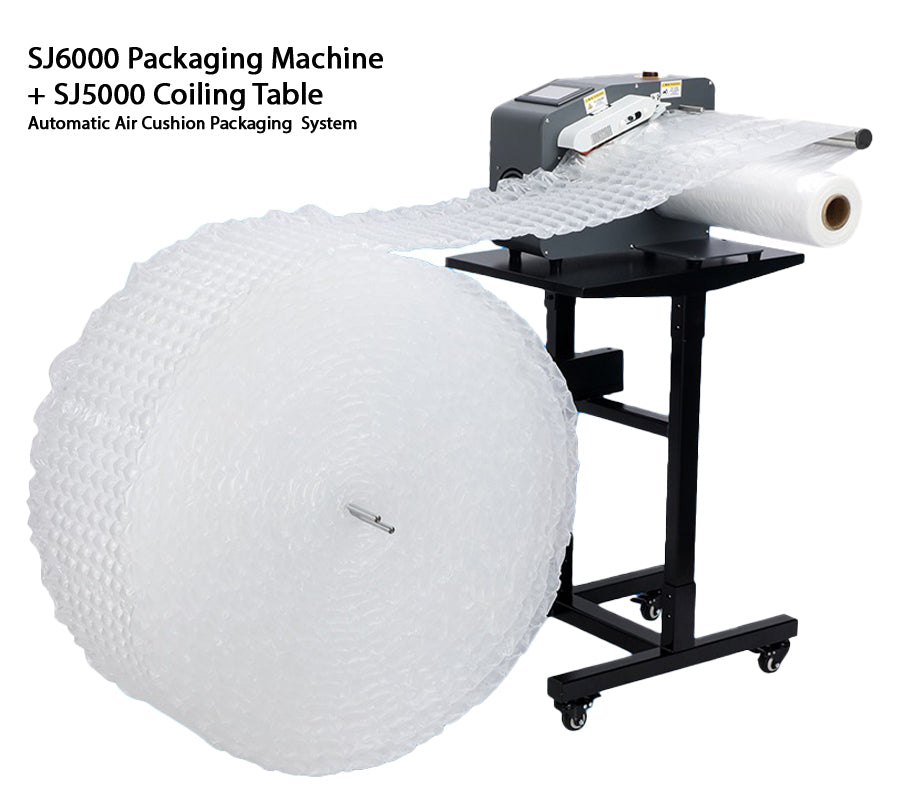 SJ-6000 + SJ-5000 Kombipaket Hochgeschwindigkeits-Verpackungsmaschine + Wickeltisch 