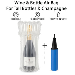 Inflatable Wine Bottle Air Bag – For Tall Bottles & Champagne - Includes Pump