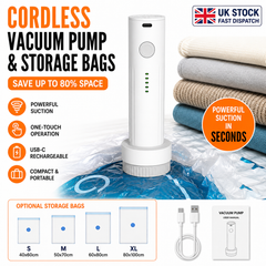 USB Vacuum Pump & Vacuum Storage Bags USB-C Rechargeable Space Saver Bags