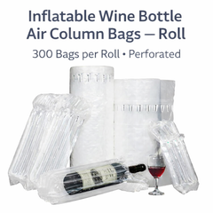 Wine Bottle Inflatable Air Column Bags on Roll – 300pcs Perforated 65-Micron Protective Packaging