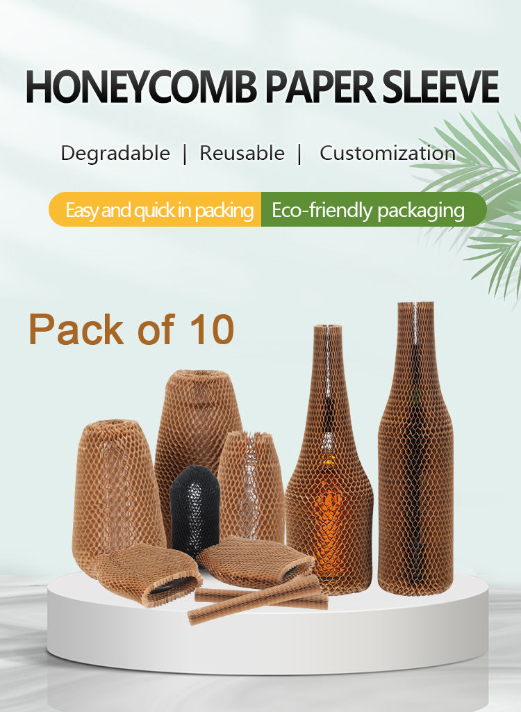 10pcs Honeycomb Paper Bottle Sleeves Kraft Paper Packaging Eco-Friendly - UK